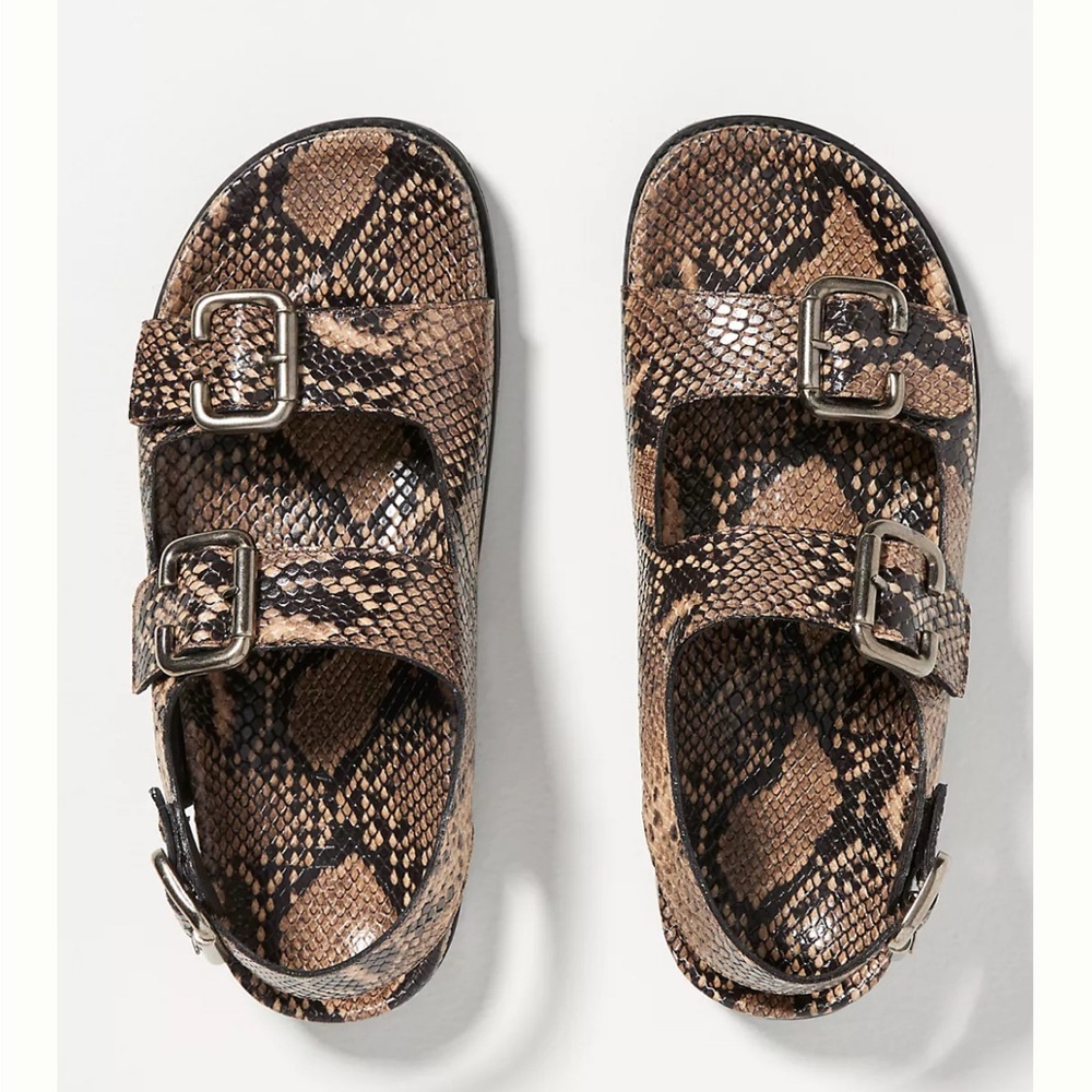 Freda Salvador Piper Footbed Sandal in Sand Snake Sz 8